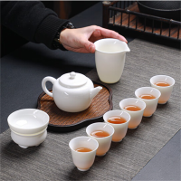 拓牌 功夫茶具套装家用亮光羊脂玉瓷 10件套亮光羊脂玉瓷如意杯(茶壶)