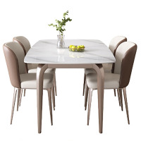 思進(SIJIN) 杜杜美家 意式岩板餐桌椅组合碳素钢框架加厚亮面岩板大小户型饭桌615#