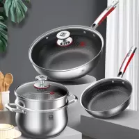 康巴赫 旗舰款锅具套装316L不锈钢炒锅不粘锅旗舰S煎锅蒸锅汤锅三件套 LPB-T03B