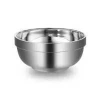 秉德不锈钢碗 16CM百合 双层隔热防烫加厚餐具饭盆碗