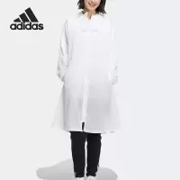 阿迪达斯(adidas)运动防风外套女装春新款中长款连帽茄克宽松休闲薄款风衣