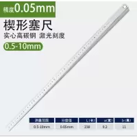 斜面塞尺斜度尺缝隙检测尺间隙尺楔形不锈钢斜塞斜面尺0.5-10*0.05 单位 把