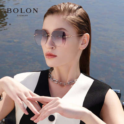 暴龙(BOLON)暴龙眼镜2023年新品太阳镜时尚无边框墨镜女BL7190 A61灰渐进