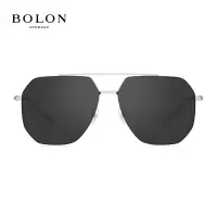 BOLON暴龙眼镜太阳镜男款时尚飞行员合金双梁墨镜BL7156 C90-镜片灰色/镜框银色