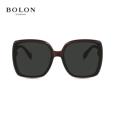 暴龙(BOLON)眼镜偏光太阳镜个性板材大框彩色高颜值墨镜女BL3110 C30-灰色/深红偏光