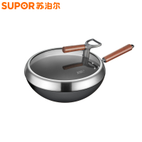 苏泊尔有钛铁不粘无涂层复合铁炒锅