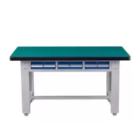 匹客 钳工重型工作台平三抽绿色防静电台面1500*750*800mm