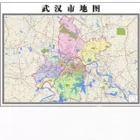 地图挂图带框办公室墙面装饰画 武汉市交通图60*80cm