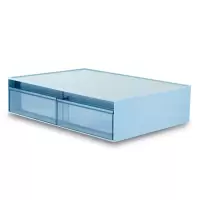 得力(deli)组合抽屉收纳盒 桌面化妆品文具收纳盒 单层 蓝色两格 1只 PK105