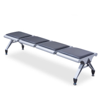 鑫欧驰 钢制连排椅车站等候椅无靠背机场椅候诊椅休息椅医院银行椅等215*50*41cm四人位黑垫