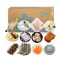 盒马-生鲜优选套餐-E款(老hu蟹、鳕鱼、鲍鱼、三文鱼、黑hu虾、带鱼段、海参、白鲳鱼、青虾仁、大黄鱼、鲜贝柱、佛跳墙)