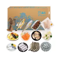 盒马-生鲜优选套餐-F款(大青龙、鳕鱼、海参、三文鱼、黑hu虾、带鱼段、鲳鱼、虾仁、鲍鱼、大小黄鱼、鲜贝柱、佛跳墙)