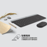 罗技 MK470 无线键鼠套装 静音全尺寸超薄键盘 USB接收器即插即用 [MK470]超薄键鼠套装 芍药白