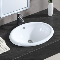 椭圆形台中盆半嵌入式台上盆洗脸盆洗手盆家用卫生间陶瓷洗面盆