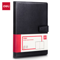 得力(deli)16K120张商务磁扣皮面本办公用品新年礼物 工作记事本日记本会议记录本笔记本子文具 黑色 3302