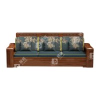 居将 JJ4022931 中式胡桃木实木沙发 三人位