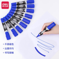 得力S555大头/大双头记号笔 粗防水快干马克笔办公用品 蓝色红色 10支/盒