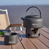 牧高笛烧水壶 户外露营便携中式开水壶烧水壶0.8L 玄铁灰 NX20666007