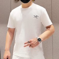 男式潮牌微落肩T恤男短袖潮牌男装休闲简欧印花青中年半袖丝光棉_54885