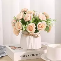 仿真花假花盆栽粉色18cm