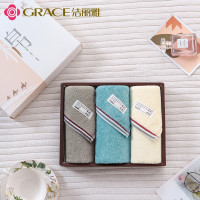 洁丽雅(grace)毛巾家纺纯棉原素生活面巾三条装-原素372*32cm_36511