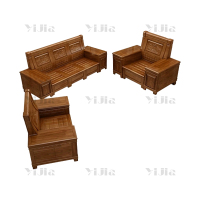 翌嘉 YJ4022940 香樟木实木沙发组合新中式冬夏两用沙发 1+1+3沙发组合