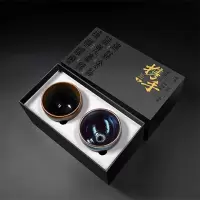 个杯堂 · 建盏 · 携手 铁胎茶杯红鹧鸪蓝麒麟携手对盏原矿铁胎禅定品茗杯套装