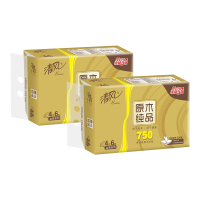 清风卷纸原木纯品金装4层125克6卷纸巾卫生纸有芯厕纸家用卷纸2提