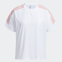 阿迪达斯女服2021新款neo三条纹运动休闲圆领短袖T恤