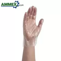 爱马斯一次性PE薄膜手套无粉S码白色100只/包PGLOVE100C-2
