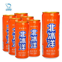 北冰洋 桔汁汽水高罐装330ml*6听/箱 易拉罐 碳酸饮料果汁饮品
