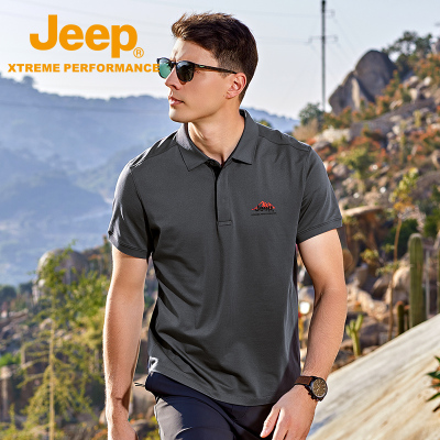 [舒弹珠地]Jeep户外夏季POLO衫男商务休闲上衣宽松透气运动短袖