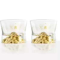 个杯堂八方来财水晶玻璃杯折腰杯 八方来财金山对杯