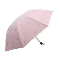 天堂黑胶防晒款新款黑胶三折伞 粉红色