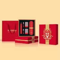 现代 HYUNDAI吉祥鸿运声波电动牙帽套装X10中国红 (牙刷*1+刷头*6+牙刷水晶盒*2+便携盒*1