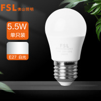FSL佛山照明LED球泡5.5W大口G45节能灯泡E27白光6500K明珠三代
