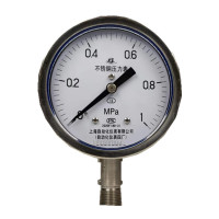 上自仪不锈钢压力表/隔膜/耐震式Y-100BF 接口M20×1.5 量程0-1Mpa带三色环