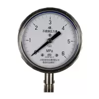 上自仪不锈钢压力表 /隔膜耐震式Y-100BF 接口M20×1.5 量程0-6Mpa带三色环