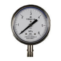 上自仪不锈钢/隔膜压力表Y-100BF 接口M20×1.5 量程0-6Mpa 带三色环