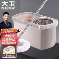 大卫[黄晓明同款]双驱动免手洗拖把拖布可拆卸墩布好神拖 D6 1杆2头