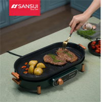 山水(SANSUI)山水电烤肉锅专用锅家用煎烤一体多功能烤肉锅牛排烙饼锅 绿色 豪华版