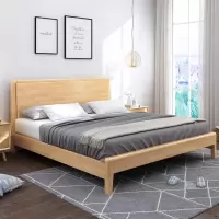 臻远 ZY-SMC-166 实木床卧室床北欧床公寓床家用床 1.2米 单床+活动柜*2