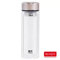 富光(FUGUANG)G2360-SP-358尚悦双层玻璃杯 高硼硅玻璃 358ml 玫瑰金色 65mm×206mm