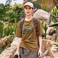 Jeep吉普情侣运动T恤夏季透气休闲短袖男宽松印花显瘦百搭上衣女