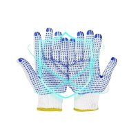 厚玖10针灯罩棉PVC点胶蓝线手套/白色蓝胶900g/1副