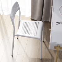 学生家用塑料椅子餐椅深蓝 洞洞椅