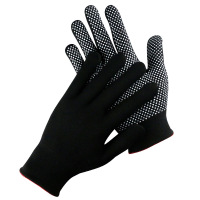 厚玖13针尼龙PVP黑点胶线手套/黑色白胶260g/1副