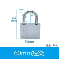 平环 挂锁宿舍小挂锁仿不锈钢挂锁 60mm短梁-通开(1把钥匙)10套装