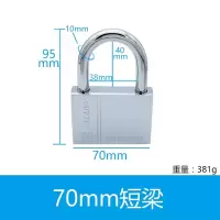 平环 挂锁宿舍小挂锁仿不锈钢挂锁 70mm短梁-通开(1把钥匙)10套装