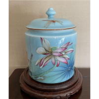 正泰瓷器 当代陶瓷艺术品 粉彩盖罐《蜻蜓吻荷花》 锦盒包装 20.5*15.8*15.8 中国工艺美术行业大师胡文峰